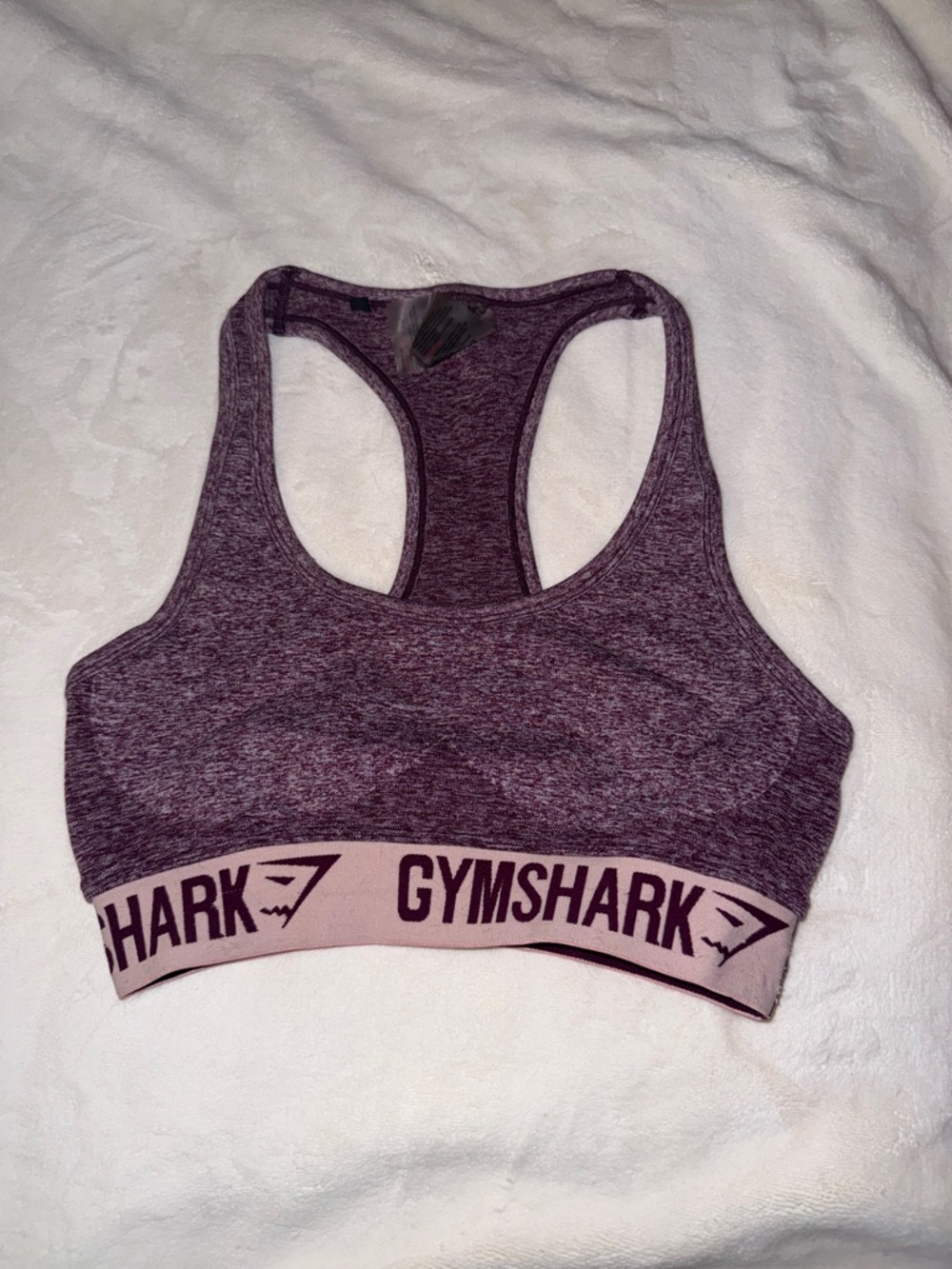 Gymshark Heathered Plum Racerback Sports Bra with Branded Band